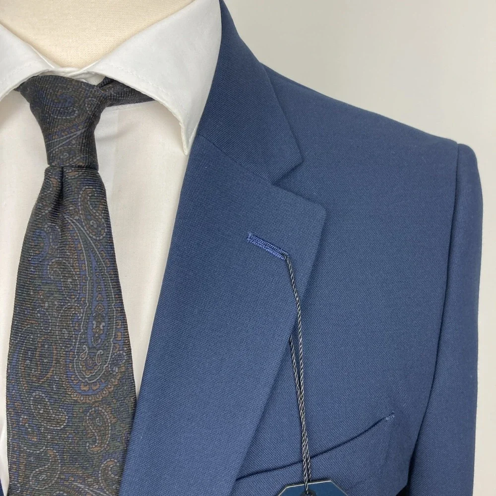 Nautica Mens Modern fit Sport Coat Blazer 42R Navy Blue Solid Stretch